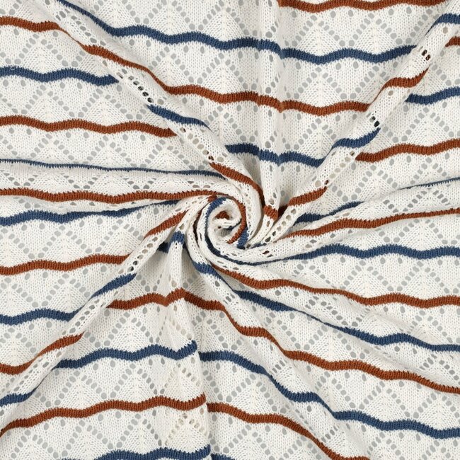 Ajour stripes Knit - ecru / rust