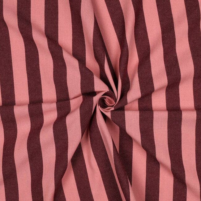 Cotton Poplin - stripes salmon / burgundy