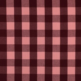 Cotton Poplin - checks salmon / burgundy