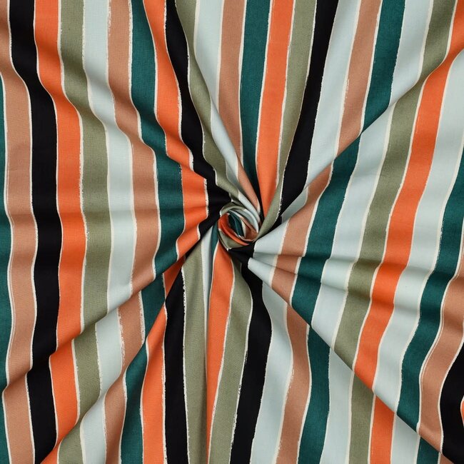 Cotton Poplin - stripes multi green