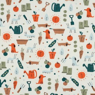 Cotton Poplin - garden life multi green