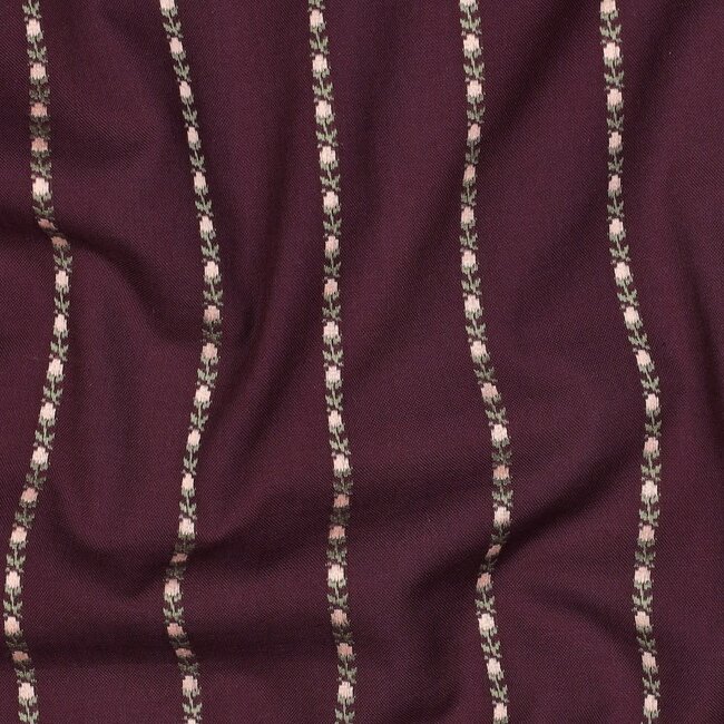 Cotton Plumetis Dobby stripes - burgundy