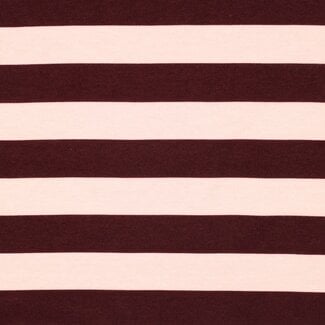 De Stoffenkamer Soft Sweater wide horizontal stripes - pink/burgundy