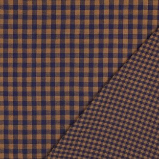 De Stoffenkamer Double Gauze cotton Tetra - double checks navy/camel