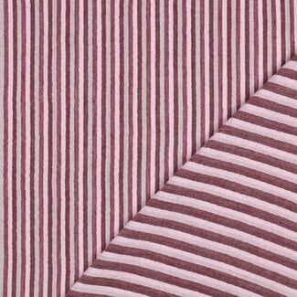 De Stoffenkamer Double Gauze cotton Tetra - double stripes pink/burgundy