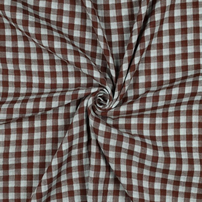 De Stoffenkamer Double Gauze cotton Tetra - double checks mint/brown