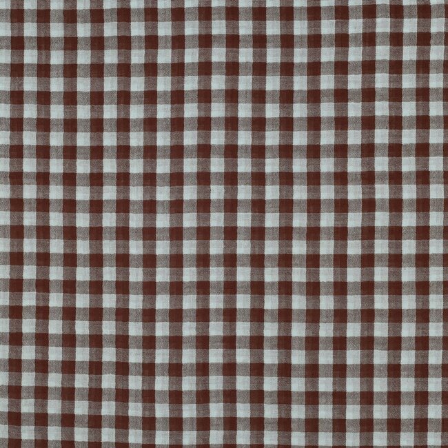 De Stoffenkamer Double Gauze cotton Tetra - double checks mint/brown