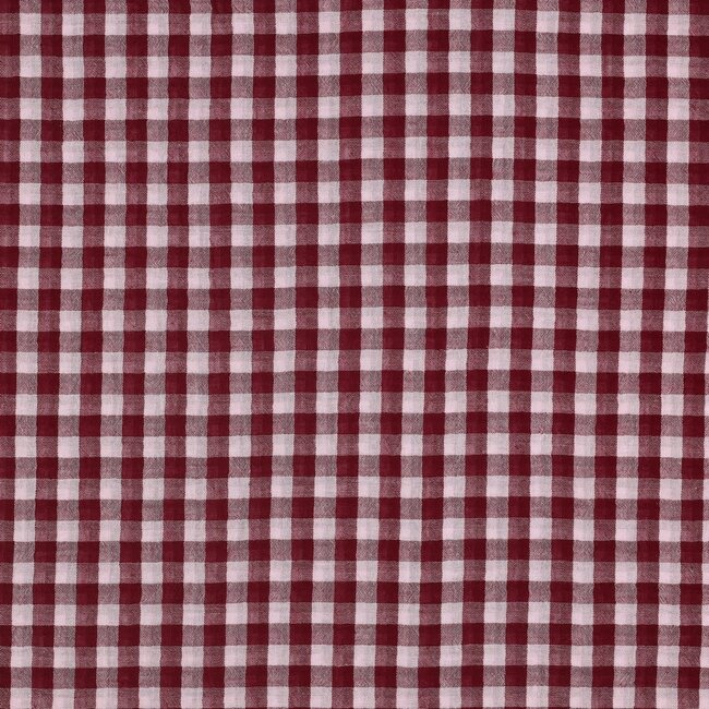 De Stoffenkamer Double Gauze cotton Tetra - double checks pink/burgundy