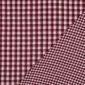 De Stoffenkamer Double Gauze cotton Tetra - double checks pink/burgundy