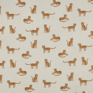 De Stoffenkamer Double Gauze cotton Tetra - leopard ecru