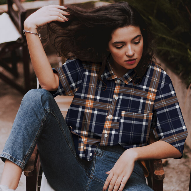 Poppy Flanel Cotton Checks plaid navy