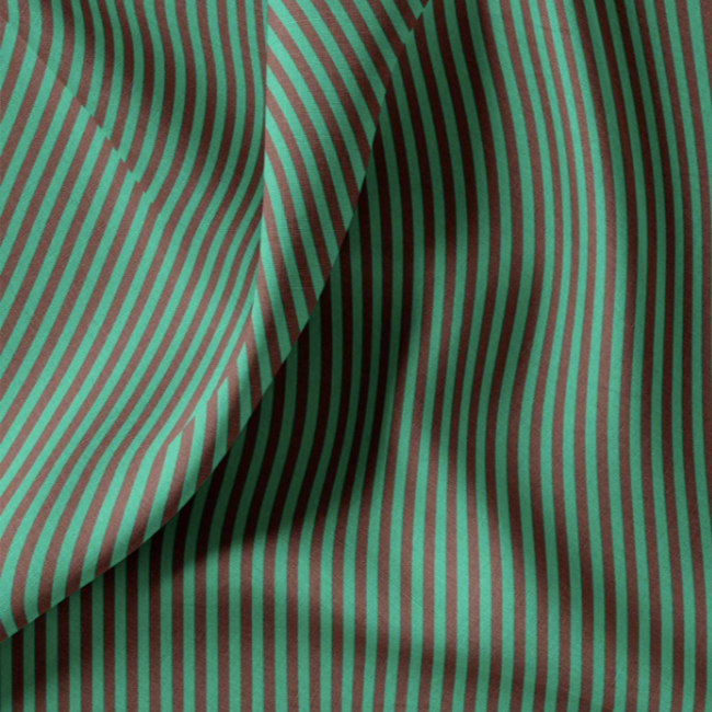 De Stoffenkamer Cotton Poplin stripes - green/chocolate