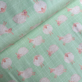 Art Gallery Soft cotton Flanel Wooly Sheep Stroll mint