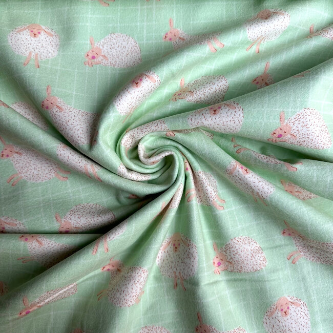 Art Gallery Soft cotton Flanel Wooly Sheep Stroll mint