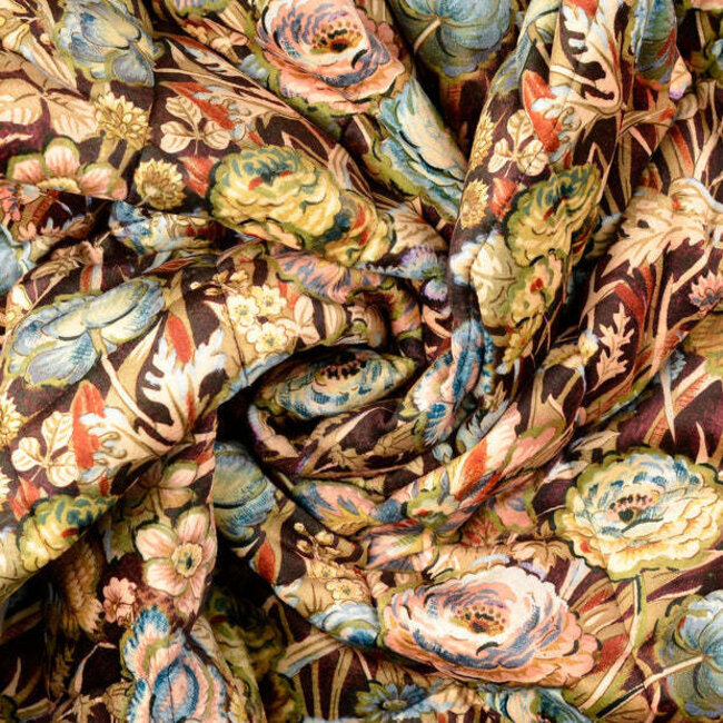 Quilted velours flowerfield - brown