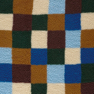 De Stoffenkamer Sherpa teddy Fleece print - checks blue
