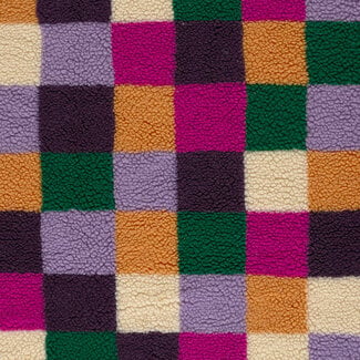 De Stoffenkamer Sherpa teddy Fleece print - checks pink