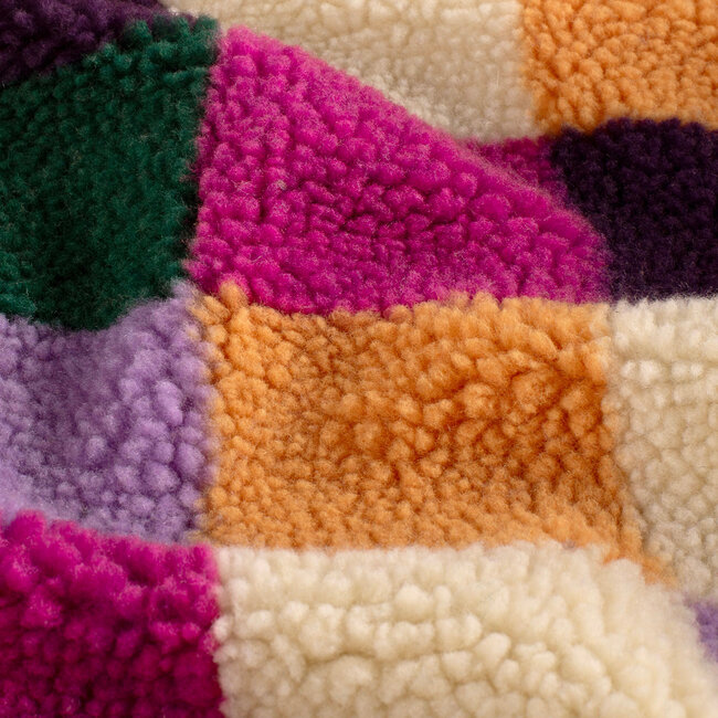 De Stoffenkamer Sherpa teddy Fleece print - checks pink