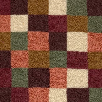 De Stoffenkamer Sherpa teddy Fleece print - checks rust