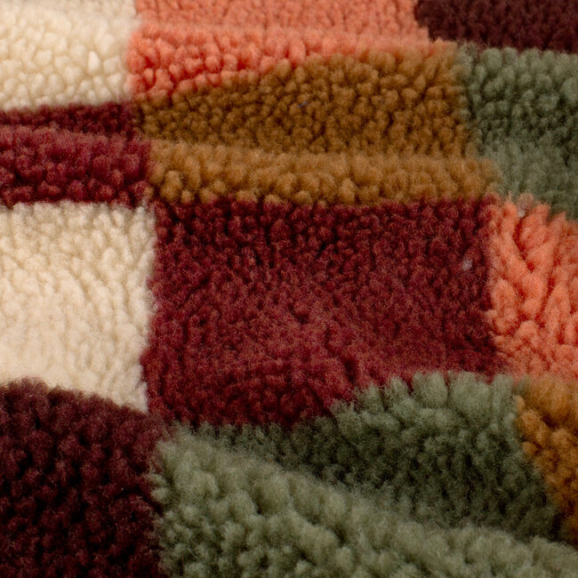 De Stoffenkamer Sherpa teddy Fleece print - checks rust