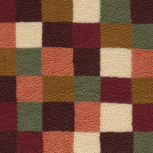 De Stoffenkamer Sherpa teddy Fleece print - checks rust