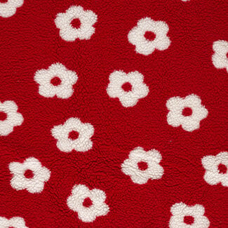 De Stoffenkamer Sherpa teddy Fleece print - red flowers
