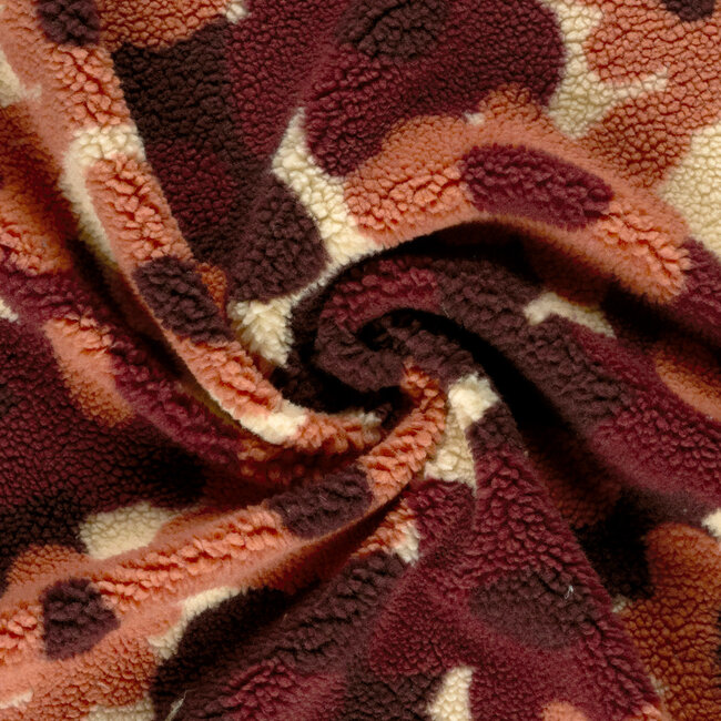 De Stoffenkamer Sherpa teddy Fleece print - flowerfield rust