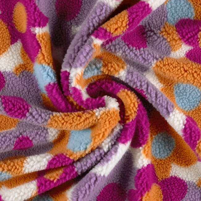 De Stoffenkamer Sherpa teddy Fleece print - flowerfield pink
