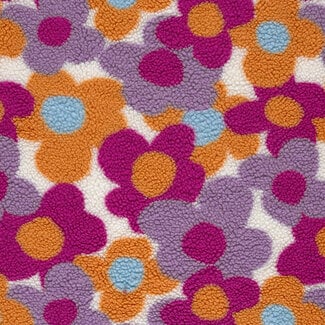 De Stoffenkamer Sherpa teddy Fleece print - flowerfield pink