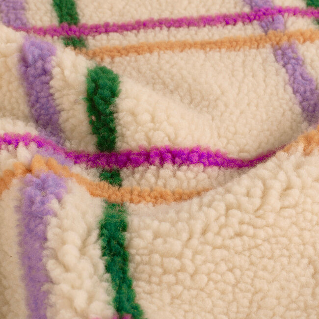 De Stoffenkamer Sherpa teddy Fleece print - grid multi