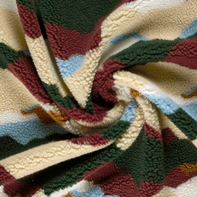 De Stoffenkamer Sherpa teddy Fleece print - mountains