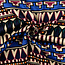 Viscose satijn geometrisch - donkerblauw