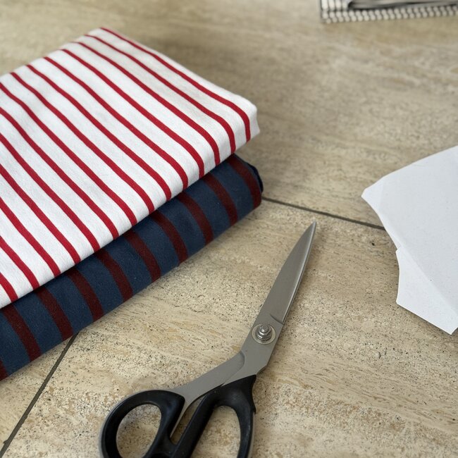 Tricot stripes - petrol / burgundy