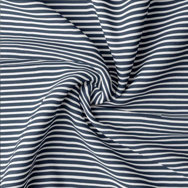 Tricot oeko-tex - horizontal stripes mini marine/wit
