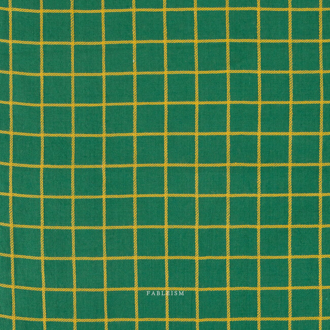 Fableism Woven cotton jacquard - green grid