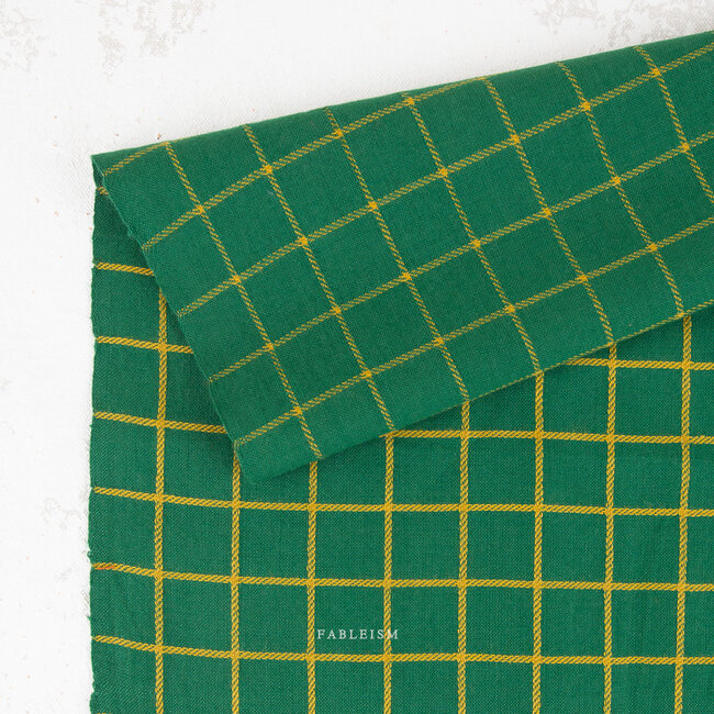 Fableism Woven cotton jacquard - green grid