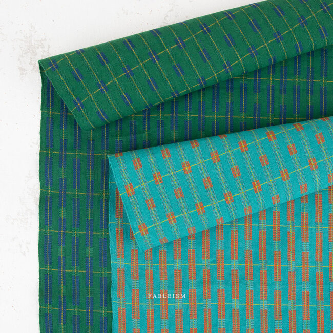 Fableism Woven cotton jacquard - aqua terra lineplay