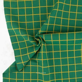Fableism Woven cotton jacquard - green grid