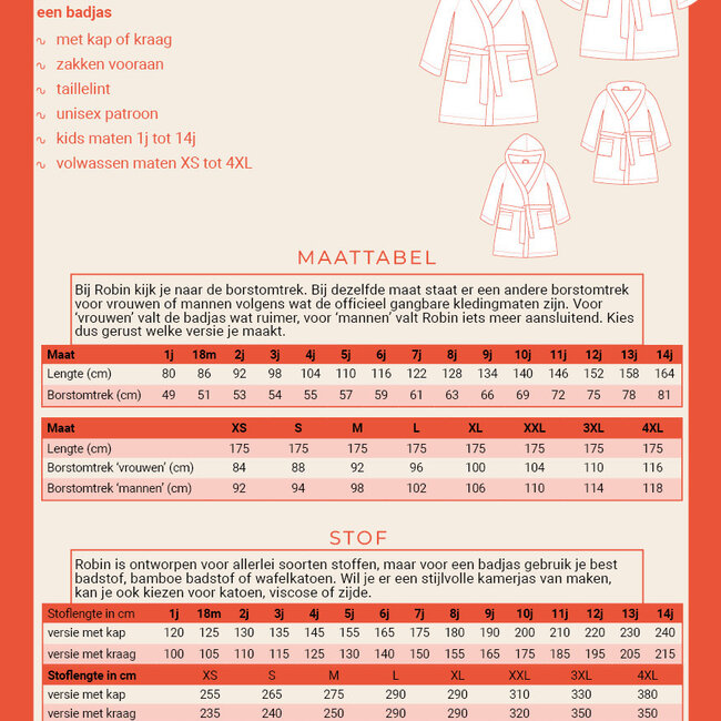 WISJ Robin badjas unisex kids & volw