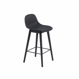 Muuto Fiber Bar Stool wood base with backrest Muuto Fiber Bar Stool wood base with backrest