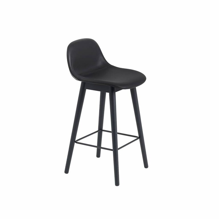 Muuto Fiber Bar Stool wood base with backrest