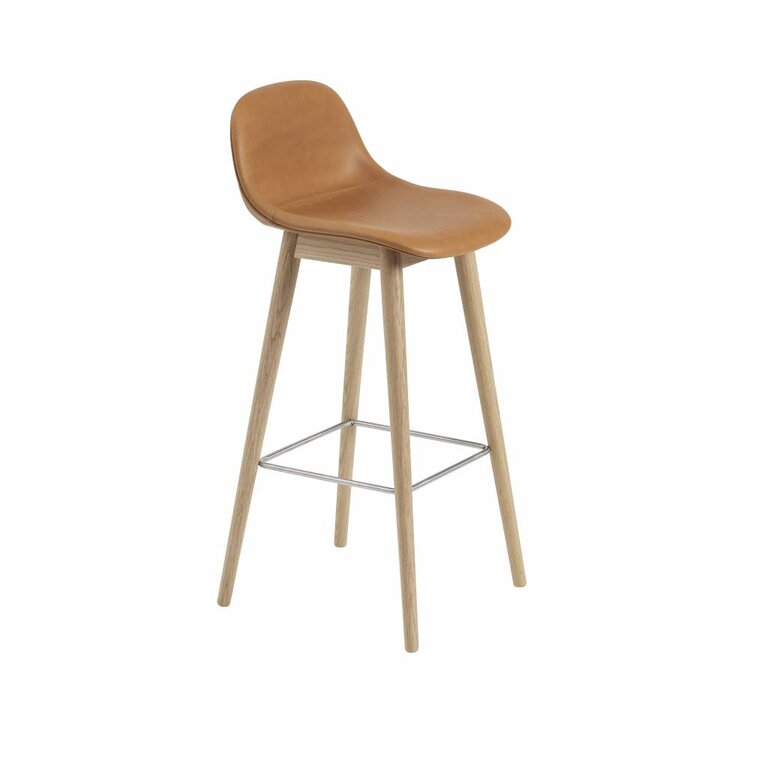 Muuto Fiber Bar Stool wood base with backrest