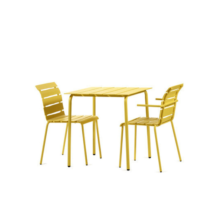 Maarten Baas Aligned Set Yellow table+2 chairs showroommodel