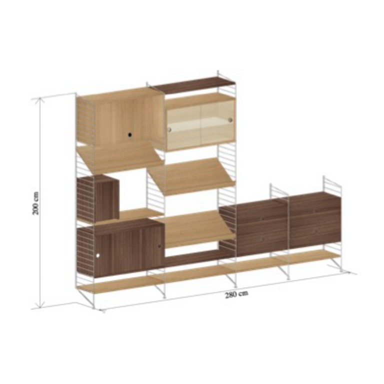 String Furniture String System white panels oak & walnut showroom item
