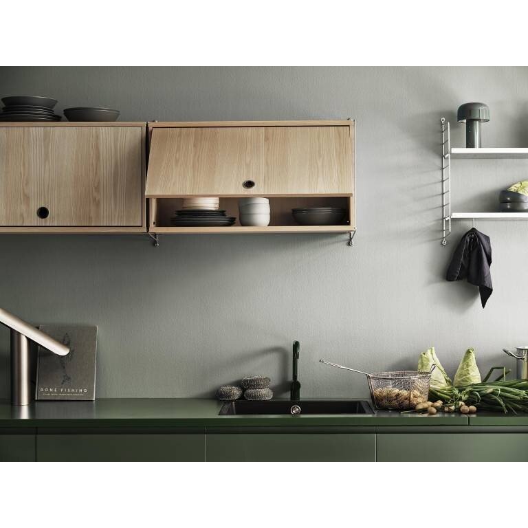 String Furniture String cabinet with flipdoor - black stained ash 58 x 30 x 37cm