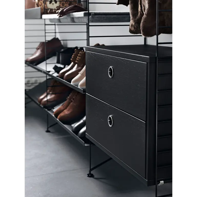 String Furniture String chest w. drawers- black stained ash- 78 x 30 x 42