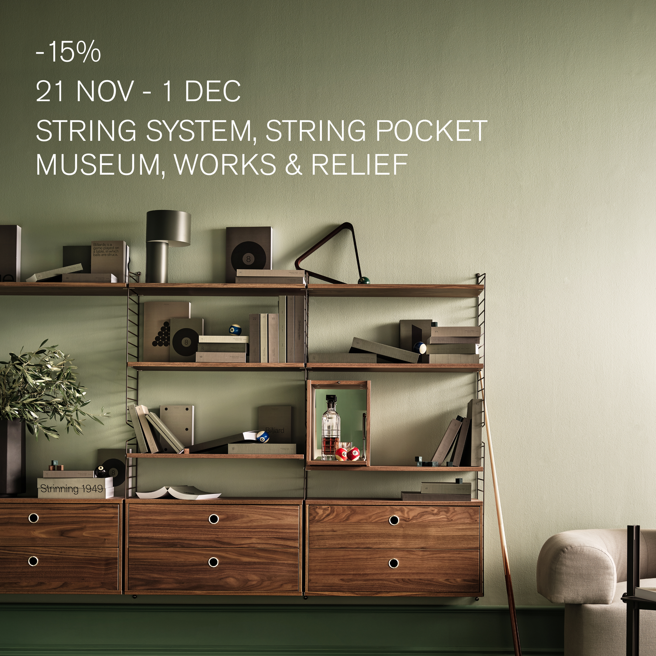 15% korting op een grote selectie String items