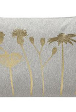 Hübsch Kussen bloemen print, licht grijs/goud 40x60 cm