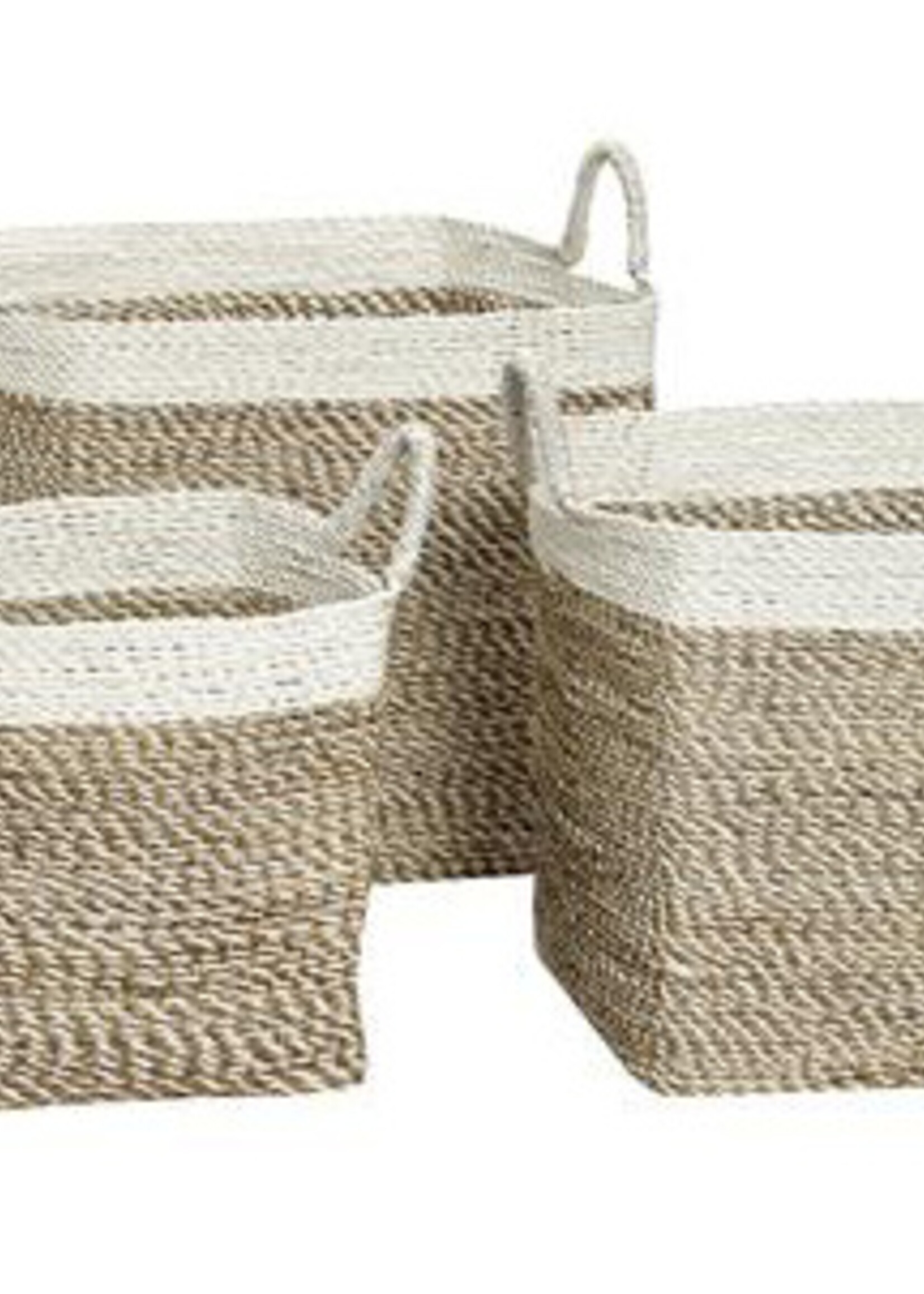 Hübsch Basket White Edge, Square, Seagrass 50x50xH44 cm