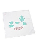 Serax Theedoek Kopjes met print/tekst rood 58x59cm
